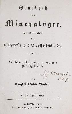 Bild Nr.1: 138-1937 Glocker,E.F.: (Verschiedene Gebiete - Varia, Geologie - Mineralogie u. Paläontologie)