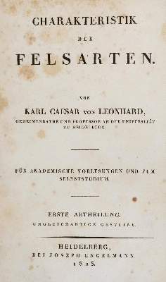 Bild Nr.1: 138-1938 Leonhard,K.C.v.: (Verschiedene Gebiete - Varia, Geologie - Mineralogie u. Paläontologie)