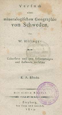 Bild Nr.1: 138-1949 Hisinger,W.: (Verschiedene Gebiete - Varia, Geologie - Mineralogie u. Paläontologie, Schweden)