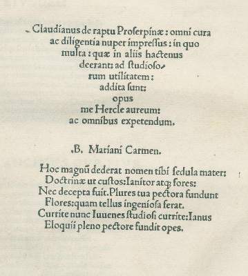 Bild Nr.1: 138-197 Claudianus,C.: (Inkunabeln)