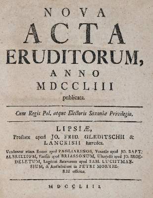 Bild Nr.1: 138-2034 Nova acta eruditorum.: (Verschiedene Gebiete - Varia)