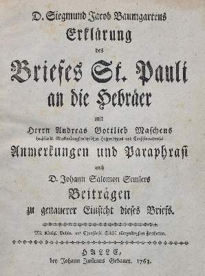 Bild Nr.1: 138-22 Baumgarten,S.J.: (Alte Drucke, Handschriften und Theologie)