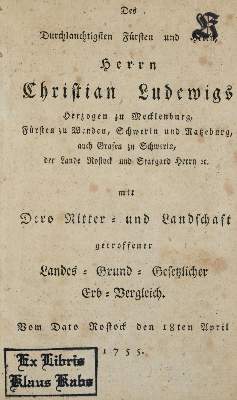 Bild Nr.1: 138-2303 Christian Ludwig II. Herzog v. Mecklenburg-Schwerin.: (Deutschland, Mecklenburg)