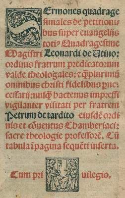 Bild Nr.1: 138-233 Leonardus de Utino.: (Alte Drucke, Handschriften und Theologie)