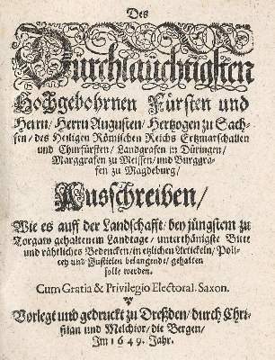 Bild Nr.1: 138-2354 Des Dürchlaüchtigsten...: (Deutschland, Sachsen)