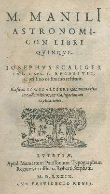 Bild Nr.1: 138-246 Manilius,M.: (Alte Drucke, Handschriften und Theologie)