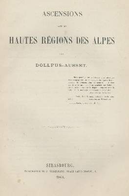 Bild Nr.1: 138-2544 Dollfus-Ausset (Daniel).: (Verschiedene Länder - Geschichte, Alpen und Alpinismus)