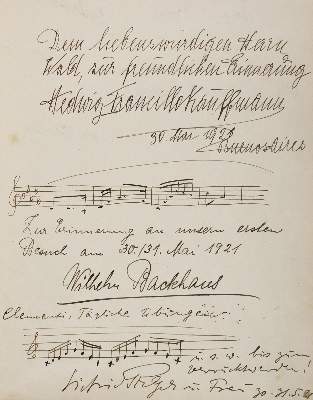Bild Nr.1: 138-2759 Backhaus Wilhelm,: (Autographen)