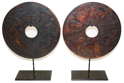 Bild Nr.1: 138-2873 Paar prächtige Bi-Scheiben.: (Asiatika, Bi-Scheiben)