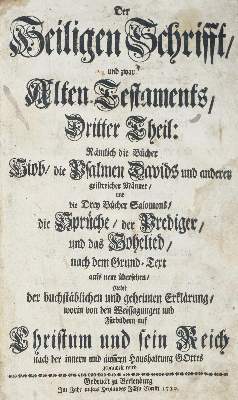 Bild Nr.1: 138-29 Biblia germanica.: (Bibeln, Berleburger Bibel)
