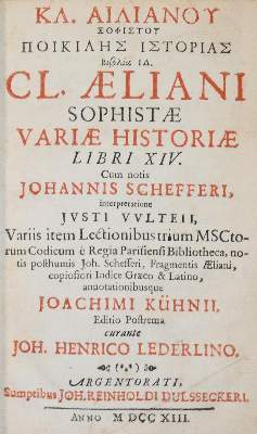 Bild Nr.1: 138-3 Aelianus,C.: (Alte Drucke, Handschriften und Theologie)