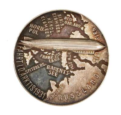 Bild Nr.2: 138-3063 Silbermedaille Arktisfahrt.: (Münzen und Medaillen, Zeppelin)