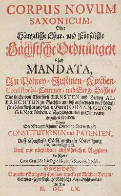 Bild Nr.1: 138-310 Corpus novum Saxonicum,: (Sachsen)