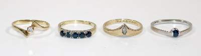 Bild Nr.1: 138-3120 Vier Damenringe,: (Schmuck, Ringe)