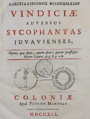 Bild Nr.1: 138-347 Vindiciae adversus: (Sykophantenstreit, Österreich)