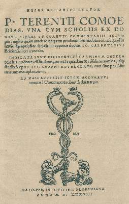 Bild Nr.1: 138-350 Terentius Afer,P.: (Alte Drucke, Handschriften und Theologie)