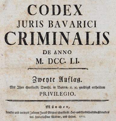 Bild Nr.2: 138-494 Codex Juris Bavarici Criminalis: (Juridica und Kriminologie)