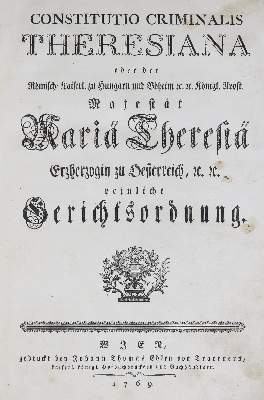 Bild Nr.2: 138-496 Constitutio criminalis Theresiana: (Juridica und Kriminologie)