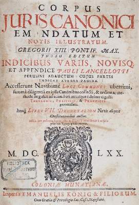 Bild Nr.1: 138-497 Corpus juris canonici: (Juridica und Kriminologie)