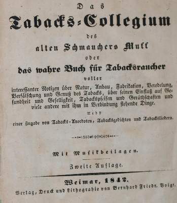 Bild Nr.1: 138-797 Tabacks-Collegium, Das,: (Küche und Haushalt, Genussmittel, Tabak)