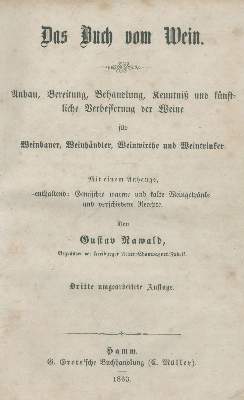 Bild Nr.1: 138-816 Rawald,G.: (Küche und Haushalt, Getränke, Wein und Weinbau)