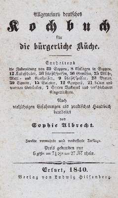 Bild Nr.1: 138-830 Albrecht,S.: (Küche und Haushalt, Kochbücher)