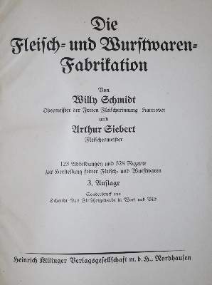 Bild Nr.1: 138-851 Schmidt,W. u. A.Siebert.: (Küche und Haushalt, Metzgerei)