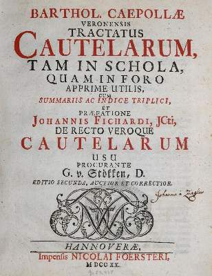 Bild Nr.1: 138-92 Caepolla,B: (Alte Drucke, Handschriften und Theologie)