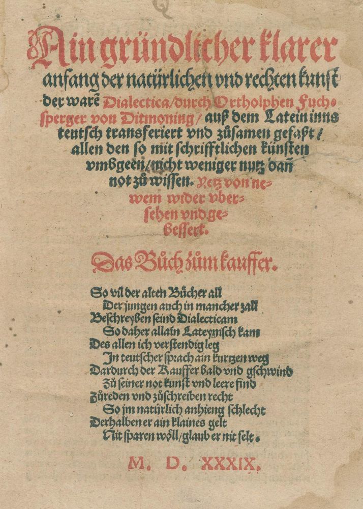 Große Abbildung Nr.1: 139-101 Fuchsperger,O.: (Alte Drucke, Handschriften und Theologie)