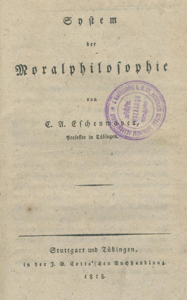 Große Abbildung Nr.1: 139-1043 Eschenmayer,C.A.: (Literatur und illustrierte Bücher bis 19.Jahrhundert)