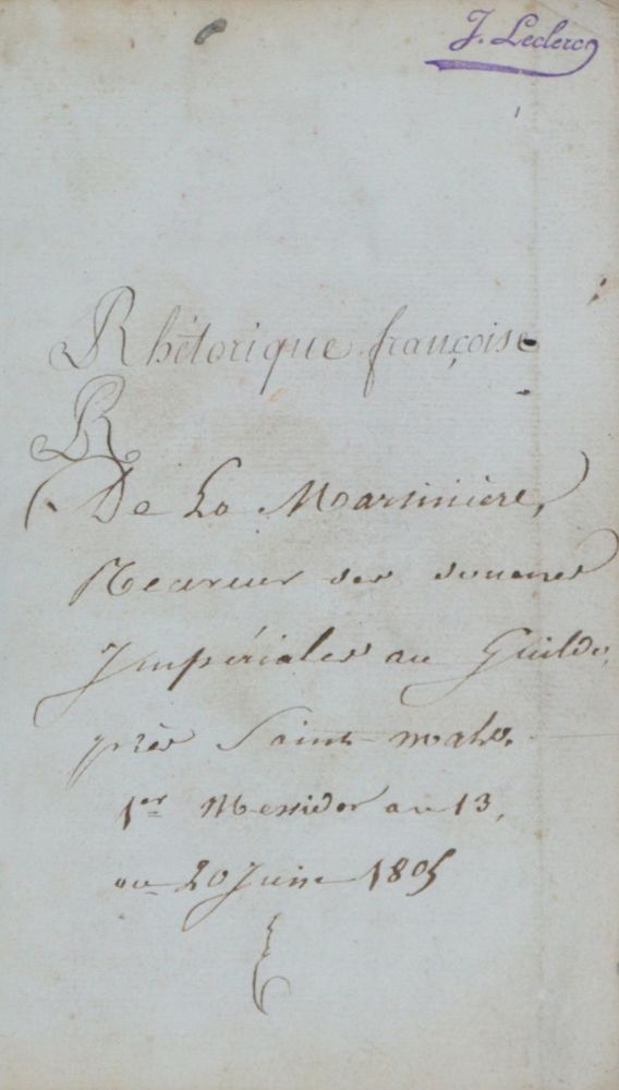 Große Abbildung Nr.1: 139-1050 Rhetorique francoise.: (Frankreich, Handschriften)