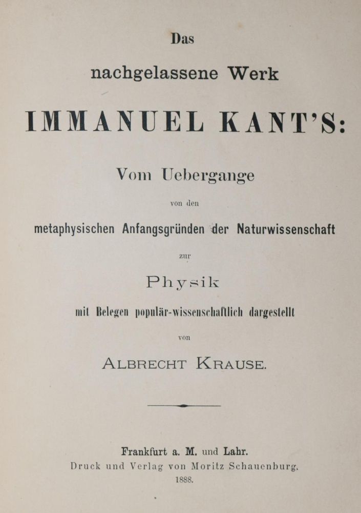 Große Abbildung Nr.1: 139-1087 Kant,I.: (Literatur und illustrierte Bücher bis 19.Jahrhundert)