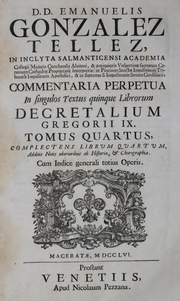 Große Abbildung Nr.1: 139-109 Gonzales Tellez,E.: (Alte Drucke, Handschriften und Theologie)