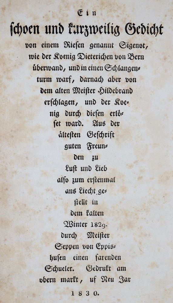 Große Abbildung Nr.1: 139-1104 (Laßberg,J.v.) Pseud.: Meister Seppen von Eppishusen.: (Literatur und illustrierte Bücher bis 19.Jahrhundert)