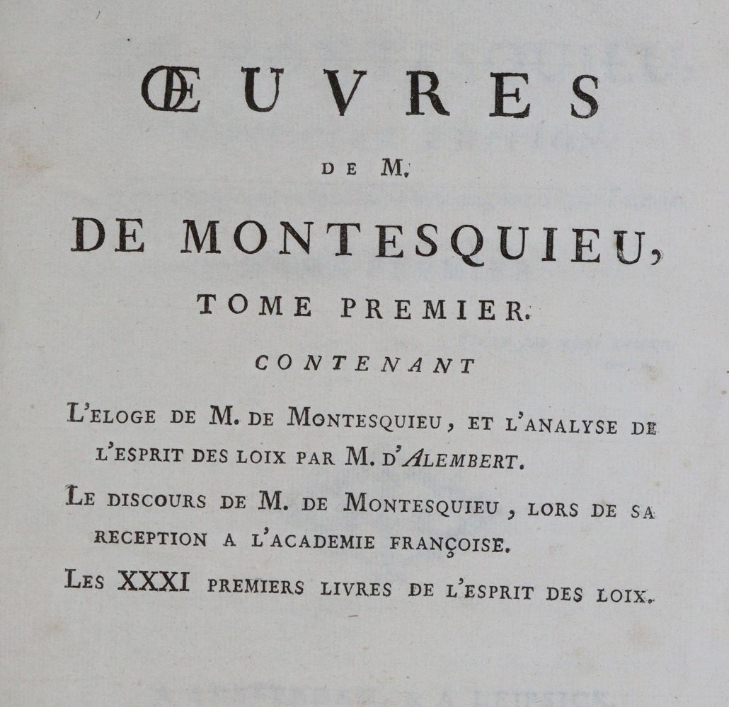 Große Abbildung Nr.1: 139-1127 Montesquieu,(C.de Secondat).: (Literatur und illustrierte Bücher bis 19.Jahrhundert)