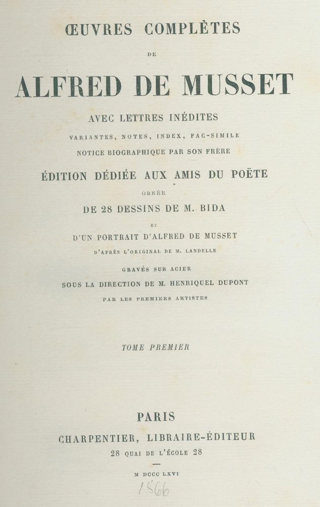 Große Abbildung Nr.1: 139-1128 Musset,A.de.: (Literatur und illustrierte Bücher bis 19.Jahrhundert)