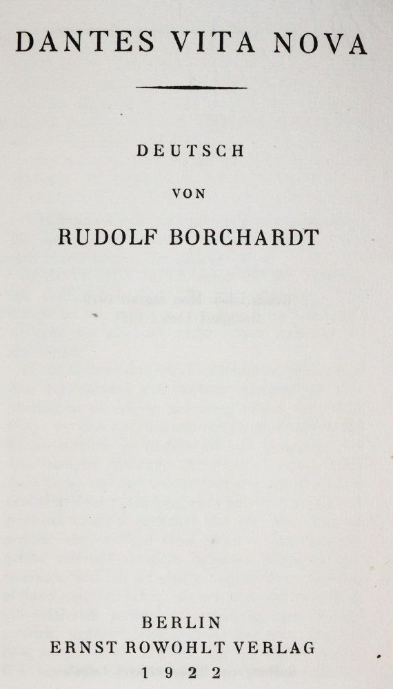 Große Abbildung Nr.1: 139-1200 Borchardt,R.: (Literatur und illustrierte Bücher 20.Jahrhundert - Alte Literatur in modernen Ausgaben)