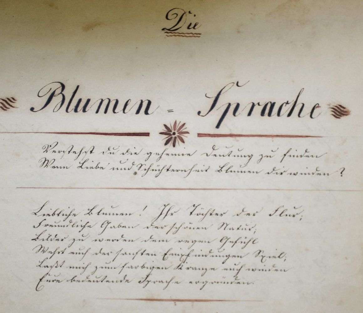 Große Abbildung Nr.1: 139-121 Blumensprache, Die.: (Handschriften)