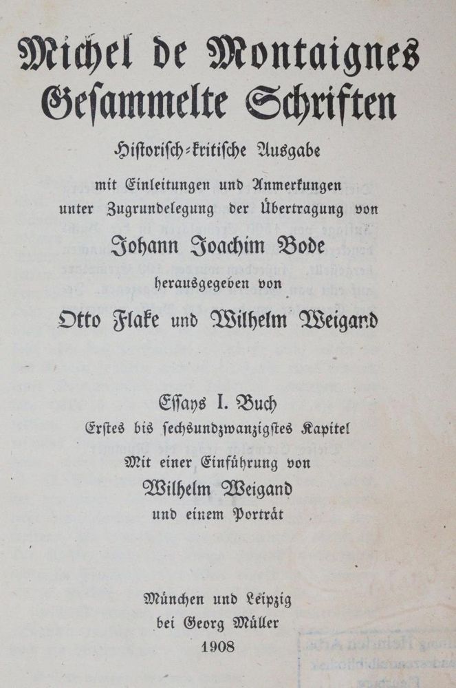 Große Abbildung Nr.1: 139-1271 Montaigne,M.de.: (Georg Müller-Verlag)
