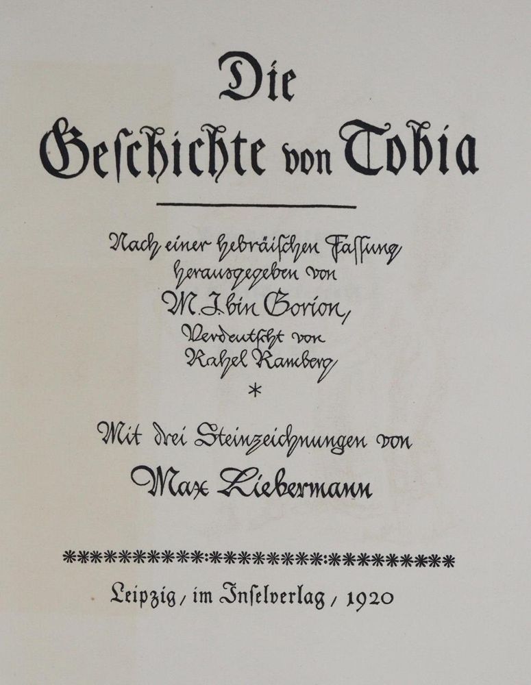 Große Abbildung Nr.1: 139-1280 Gorion,M.J. bin (Hrsg.).: (Literatur und illustrierte Bücher 20.Jahrhundert - Alte Literatur in modernen Ausgaben)