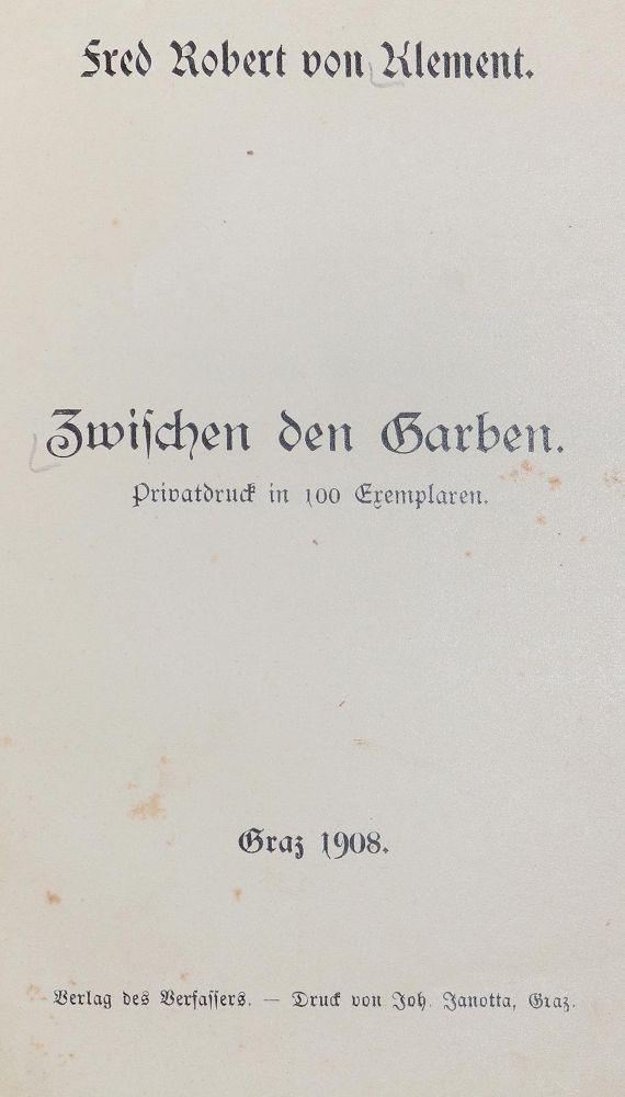 Große Abbildung Nr.1: 139-1326 Klement,F.R.v. (d.i. A.K.v.Treldewehr).: (Literatur und illustrierte Bücher 20.Jahrhundert - Alte Literatur in modernen Ausgaben)