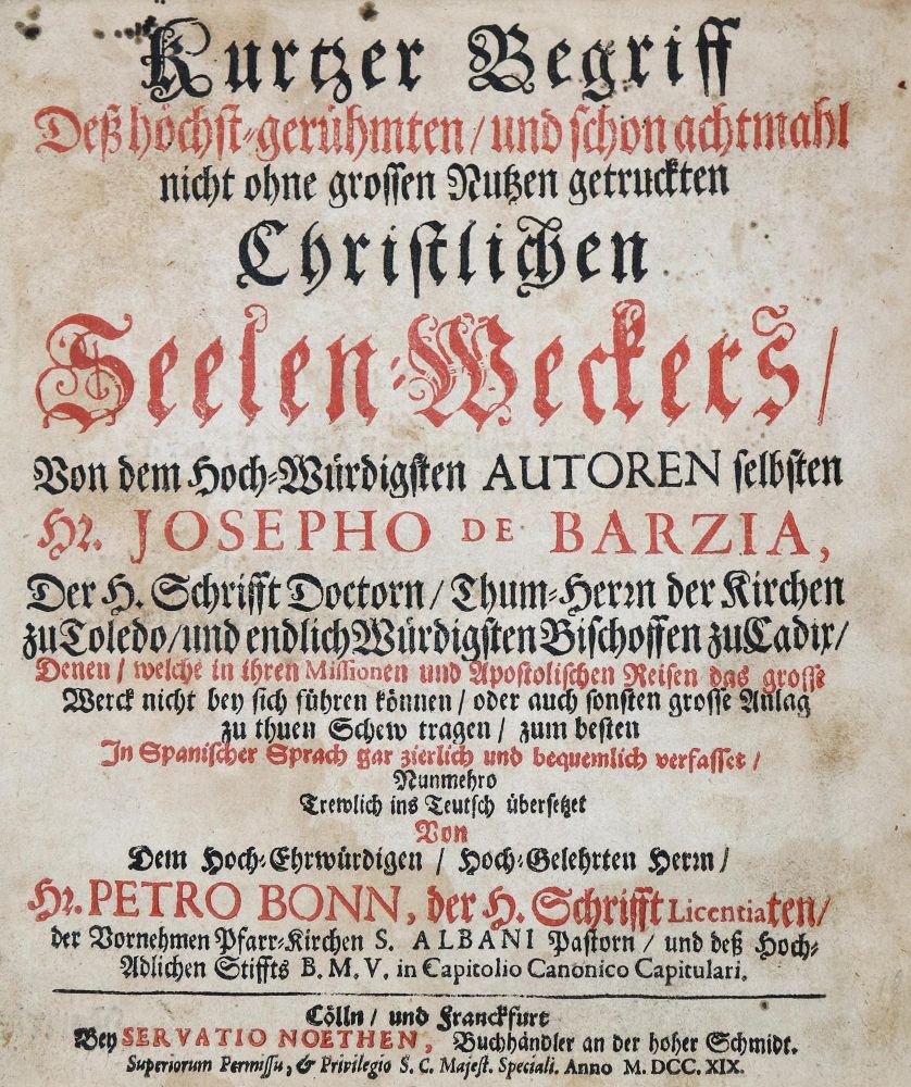 Große Abbildung Nr.1: 139-14 Barzia y Zambrana,J.: (Alte Drucke, Handschriften und Theologie)