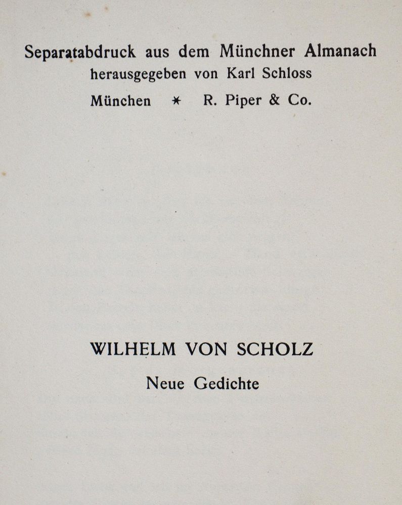 Große Abbildung Nr.3: 139-1421 Scholz,W.v.: (Literatur und illustrierte Bücher 20.Jahrhundert - Alte Literatur in modernen Ausgaben)