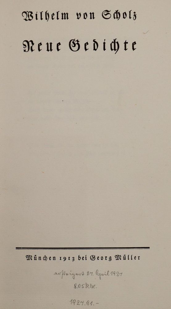 Große Abbildung Nr.3: 139-1422 Scholz,W.v.: (Literatur und illustrierte Bücher 20.Jahrhundert - Alte Literatur in modernen Ausgaben)