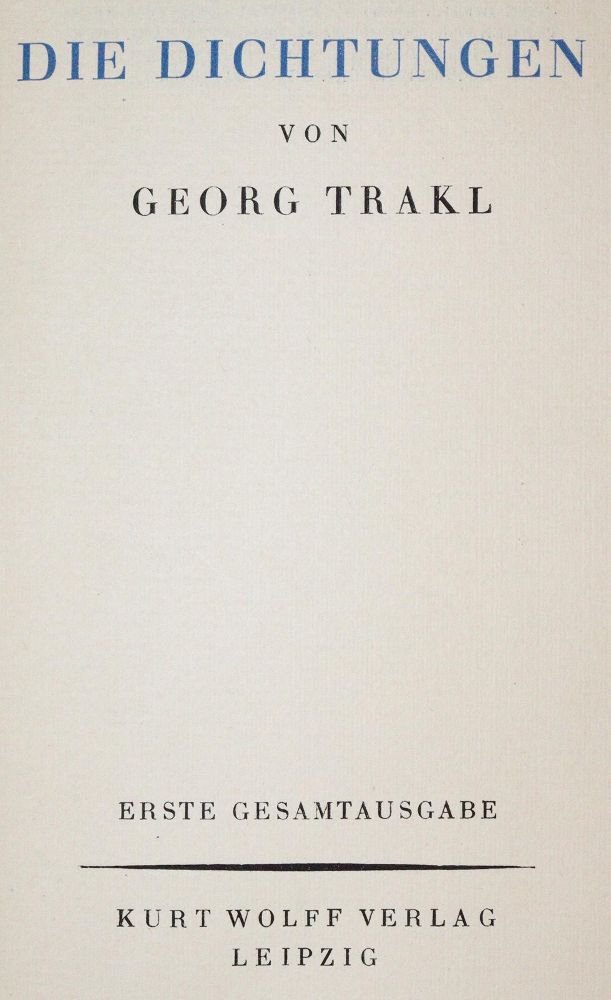 Große Abbildung Nr.1: 139-1440 Trakl,G.: (Literatur und illustrierte Bücher 20.Jahrhundert - Alte Literatur in modernen Ausgaben)