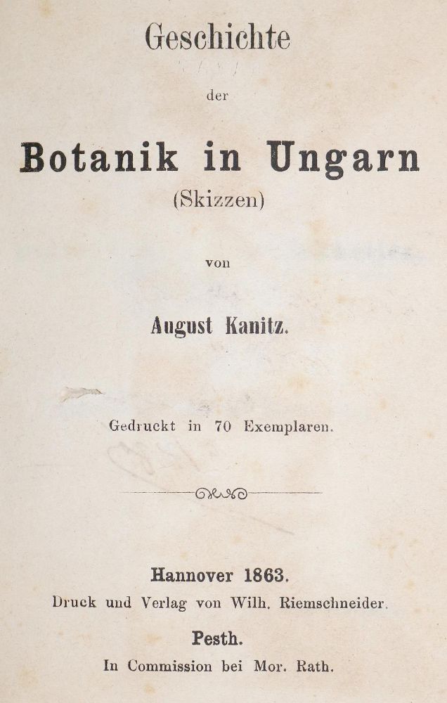 Große Abbildung Nr.1: 139-1495 Kanitz,A.: (Botanik, Ungarn)