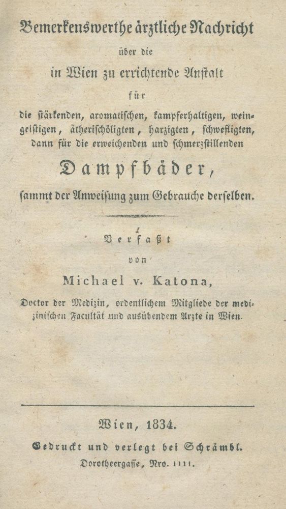 Große Abbildung Nr.1: 139-1512 Katona,M.v.: (Medizin, Balneologie, Wien)