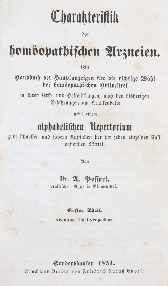 Große Abbildung Nr.1: 139-1537 Possart,A.: (Medizin, Homöopathie)
