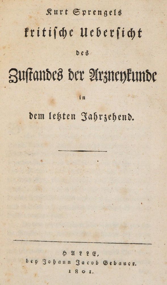 Große Abbildung Nr.1: 139-1538 Sprengel,K.: (Medizin, Homöopathie)