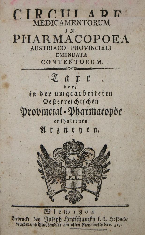 Große Abbildung Nr.1: 139-1558 (Pharmacopoea Austriaco-Provincialis).: (Medizin, Pharmazie, Österreich)
